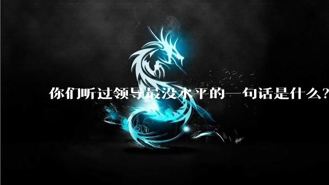你们听过领导最没水平的一句话是什么？