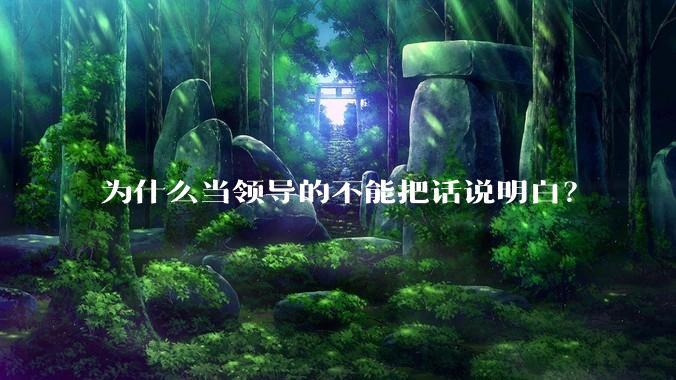 为什么当领导的不能把话说明白？