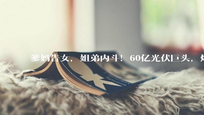 爹妈告女，姐弟内斗！60亿光伏巨头，爆了一个大瓜_陈琛告_李粉莉_公司