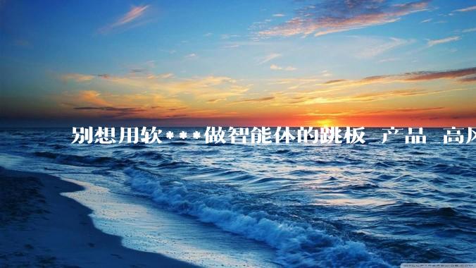 别想用软***做智能体的跳板_产品_高风险_互动